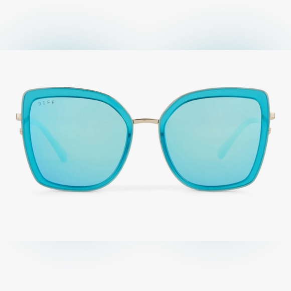 Diff Eyewear Turquoise Ice Crystal Turquoise Ice Mirror Sunglasses - Picture 2 of 8